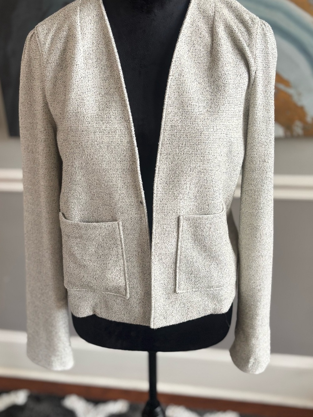 J. Crew Cream Knit Open-Front Blazer